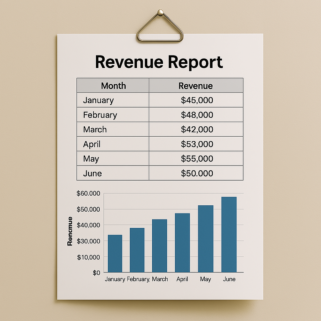 Báo cáo, thống kê, doanh thu, chi phí, chấm công,..