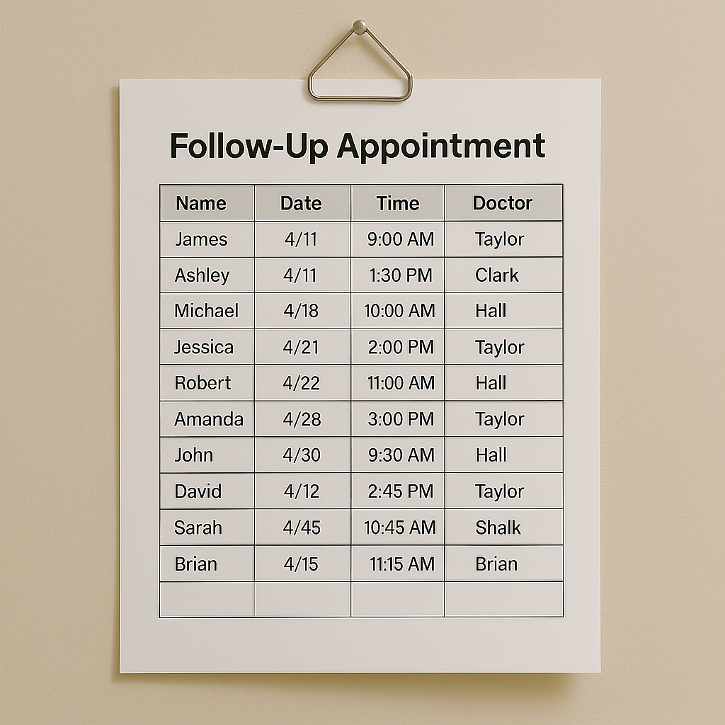 Hẹn tái khám theo lịch